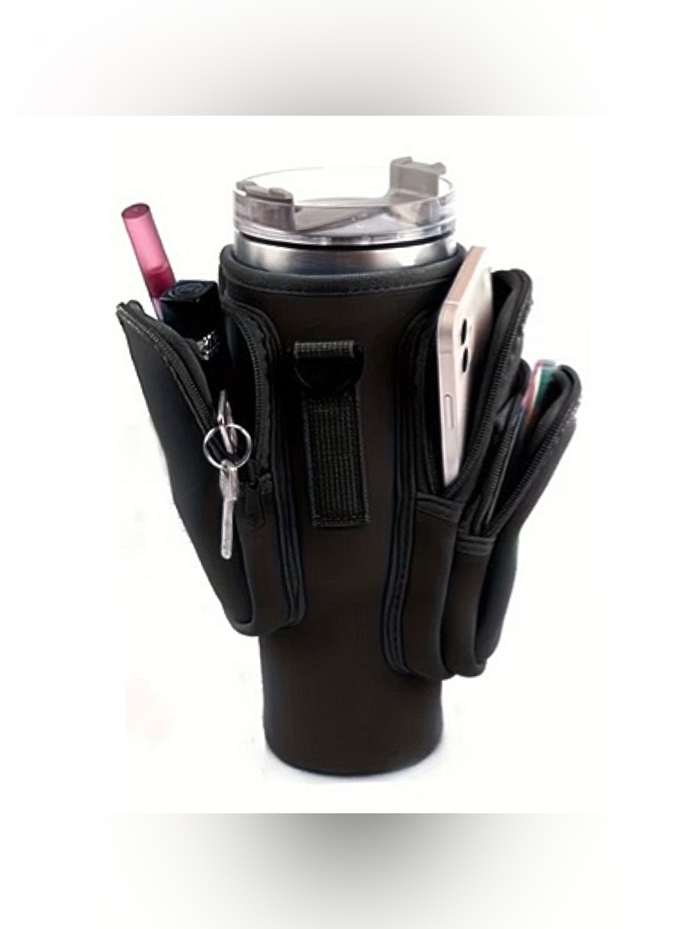 Water Bottle Carrier with Crossbody Strap and Zippered Pockets - Picture 9 of 15